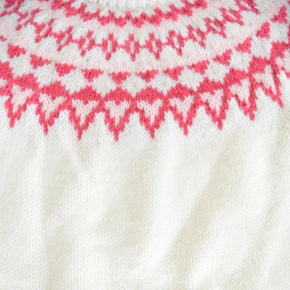 Vintage Handmade Cream Knit Cowichan Fair Isle Icelandic Fisherman Sweater S - Picture 12 of 12